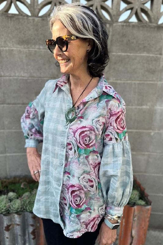 Popo Linen Shirt - Rose Plaid | SALE Elegant Classic Vintage