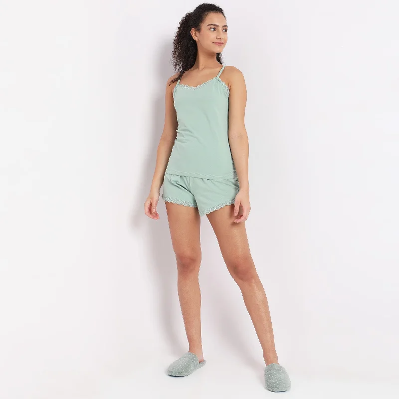 Regular Fit Solid T-shirt with Shorts Sleepwear Set Spandex Blend Rayon Blend Denim Blend