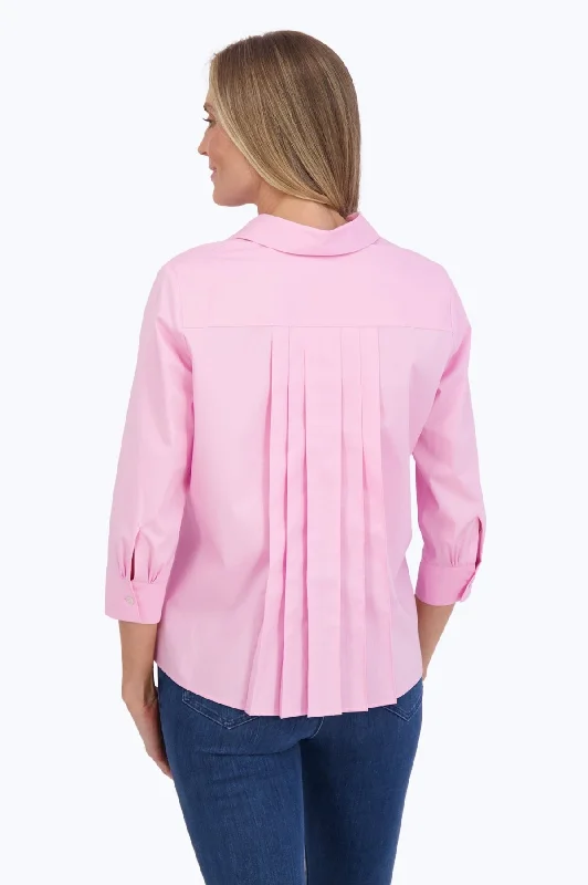 Sandra 3/4 Sleeve Stretch No Iron Shirt Chenille Blend Fleece Blend Nylon Blend