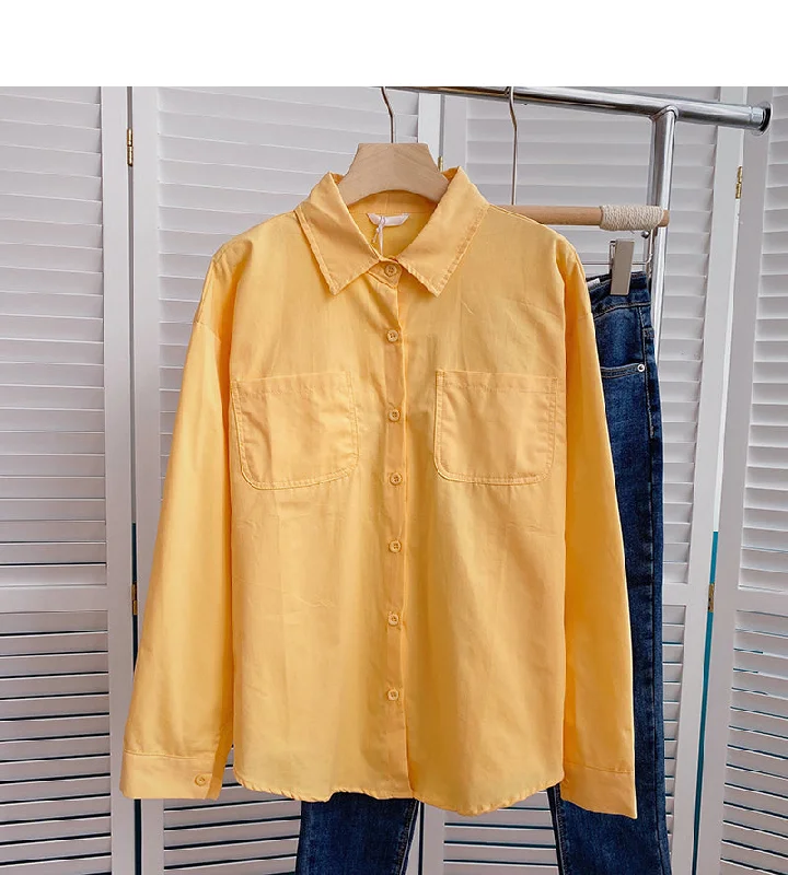 Solid shirt versatile casual design  6394 Fashionable Trendy Casual