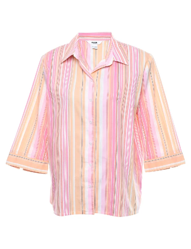 Striped Multi-Colour Shirt - XL Print Jacquard Patchwork