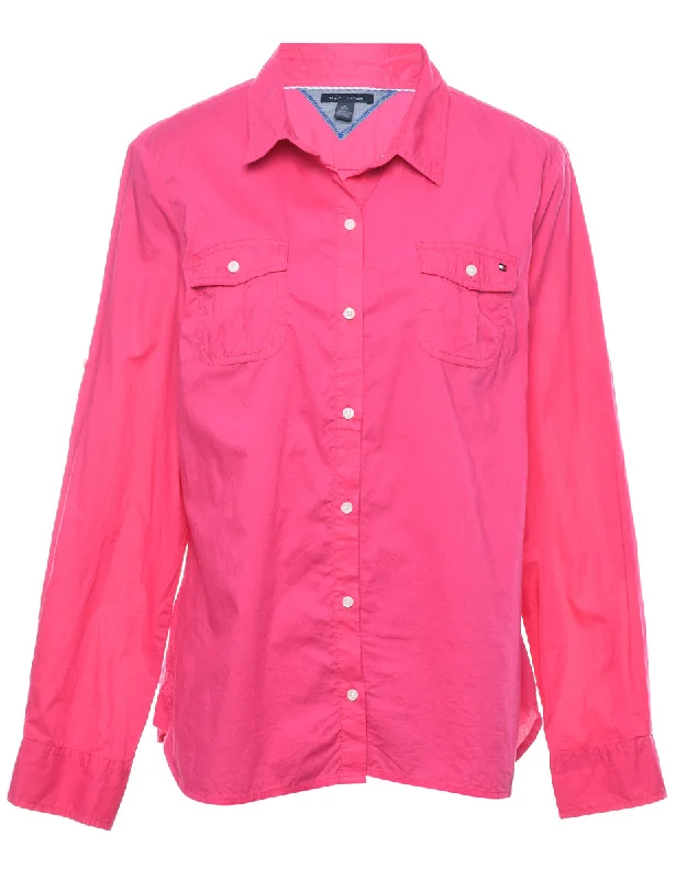 Tommy Hilfiger Pink Classic Shirt - XL Lace Blend Ribbed Blend Corduroy Blend