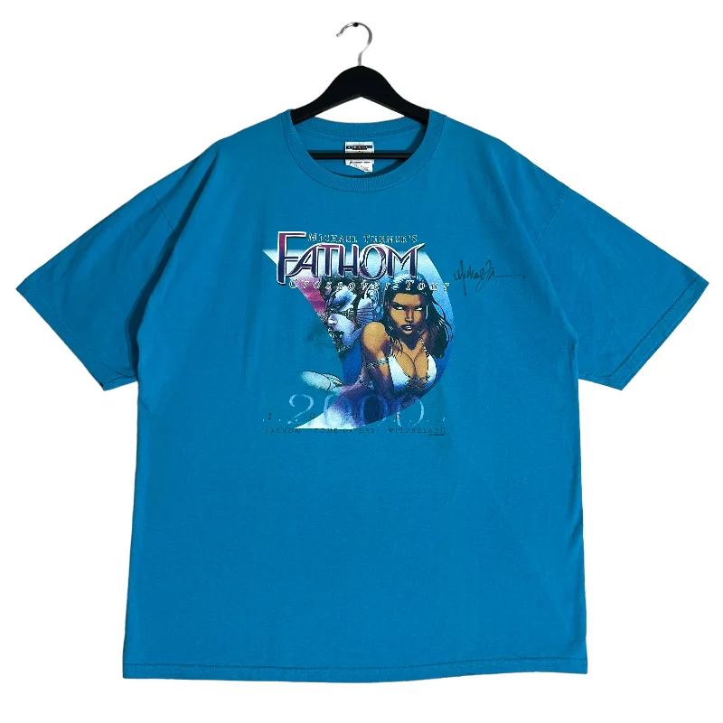 Vintage Tomb Raider & Witchblade Comic Tour Staff Tee Notch Collar Peter Pan Collar Cowl Neck