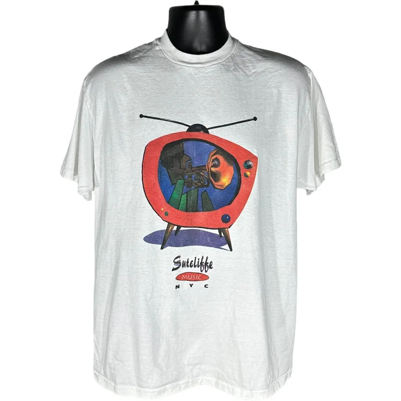 Vintage Stuart Sutcliffe Music NYC Tee Striped Floral Plaid