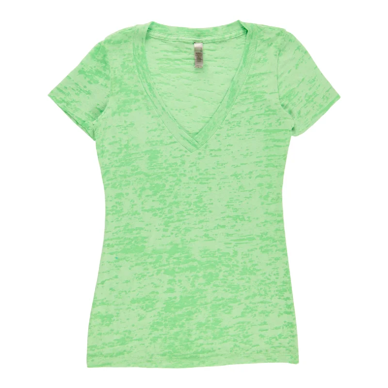 Women's V-Neck Solid Burnout T-Shirt Chenille Blend Fleece Blend Nylon Blend